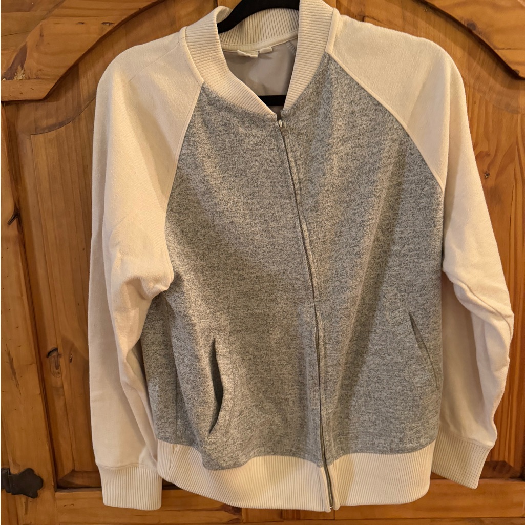 Gray And White Zip-Up Jacket
